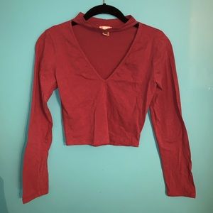 Mauve Deep-V Crop Top